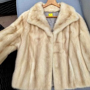 Beige mink fur Cape with sleeves. 1960